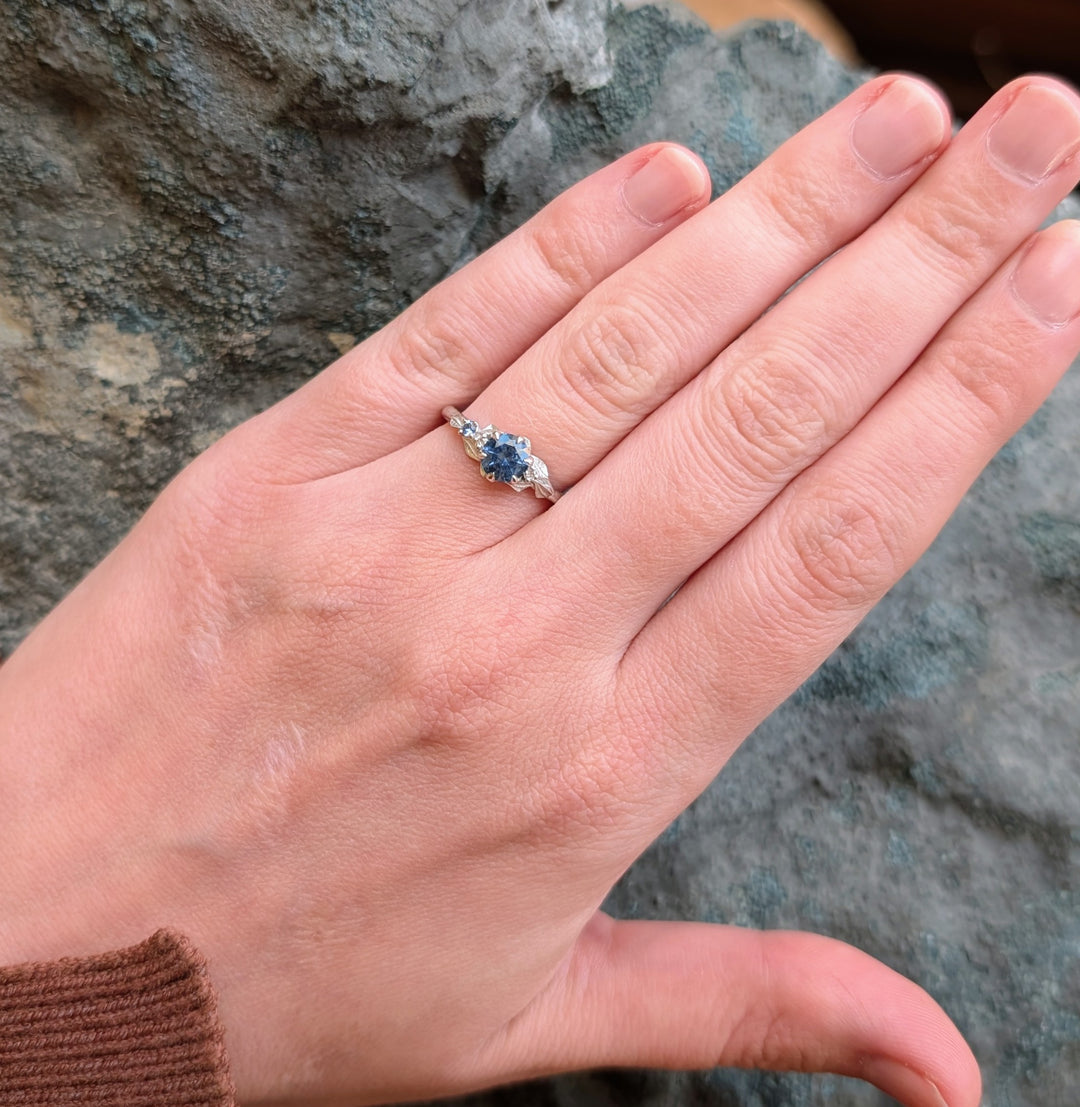 Montana Sapphire, Yogo Sapphire & Diamond Ring - "Larkspur"
