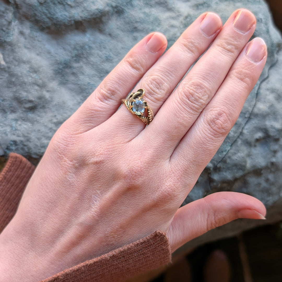 Cabochon Montana Sapphire & Mushroom Ring - "Seaview"