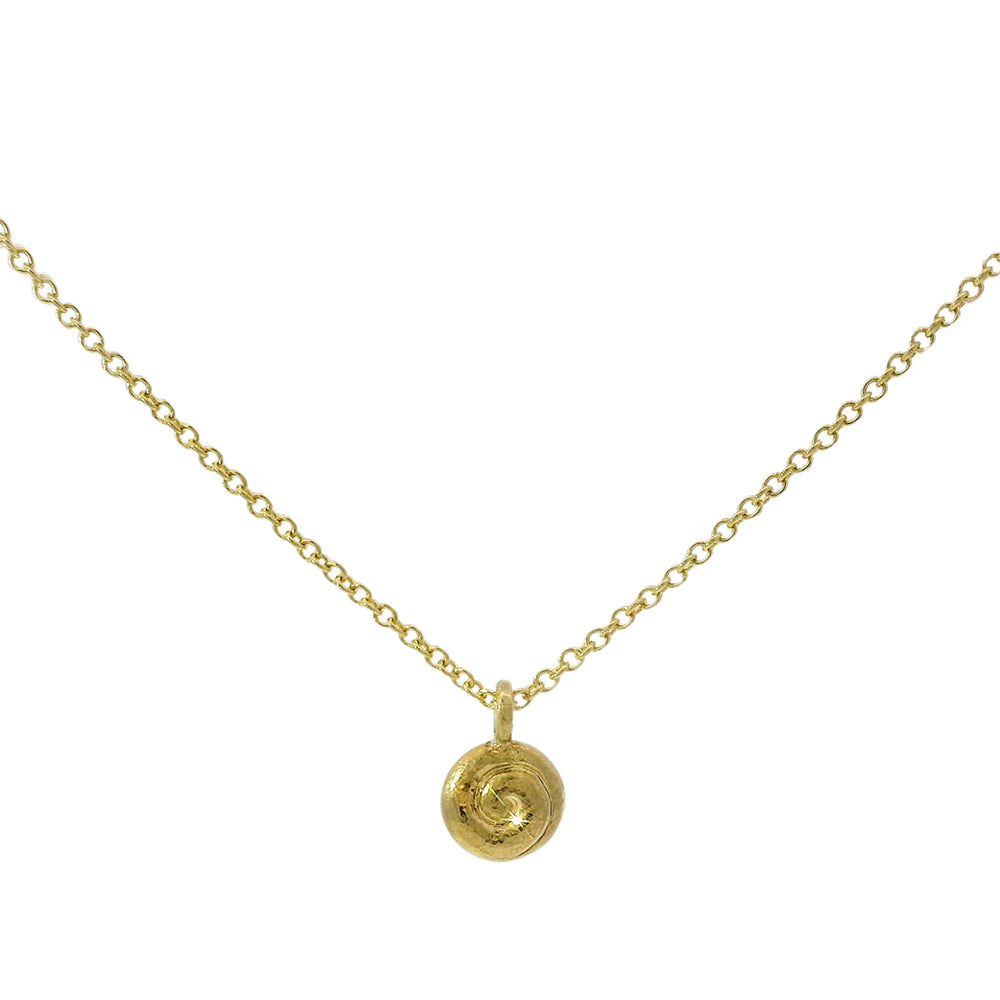 Yellow Gold Medallion Necklace - "Baby Spiral"