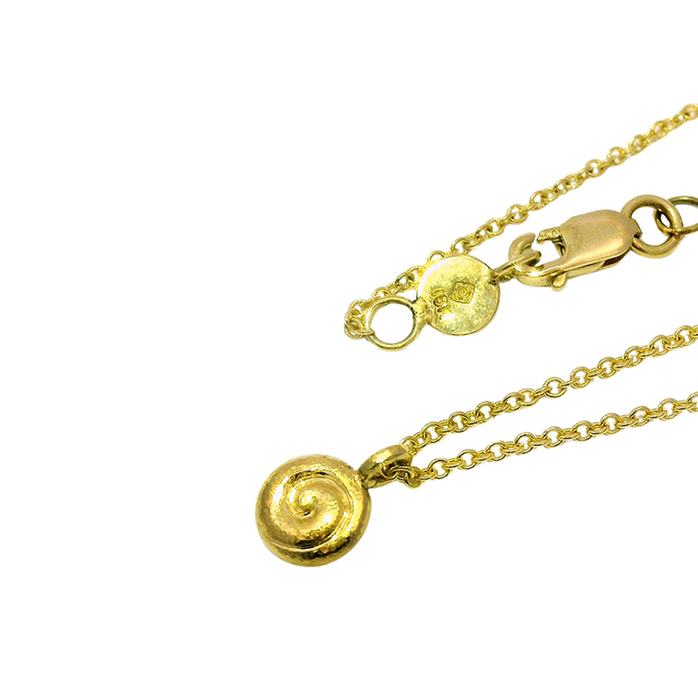 Yellow Gold Medallion Necklace - "Baby Spiral"