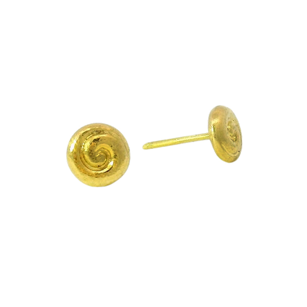 Yellow Gold Stud Earrings - "Baby Spiral"
