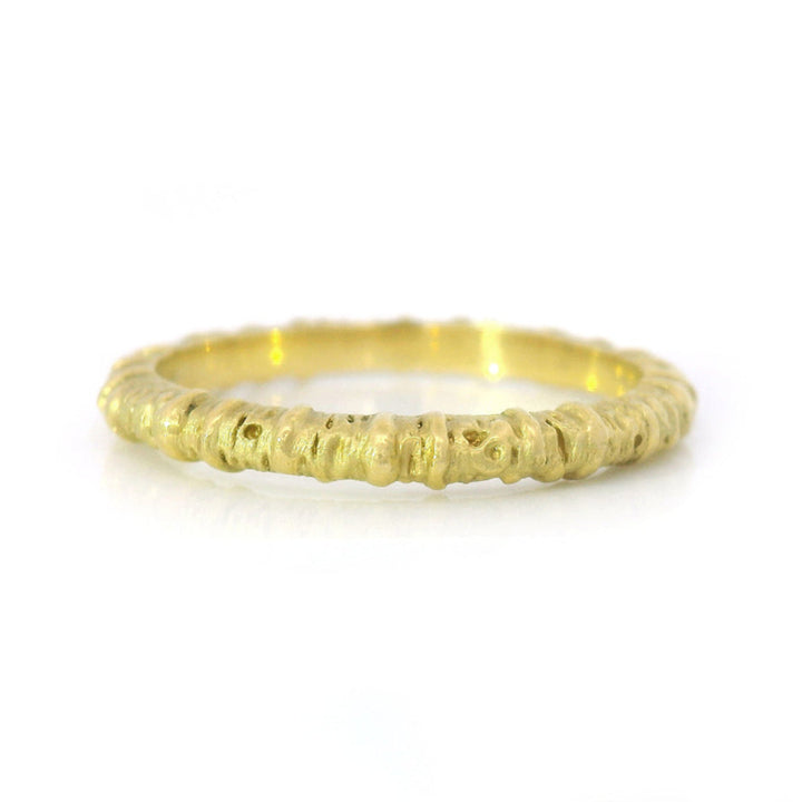 Yellow Gold Textured Band - "Aspen"