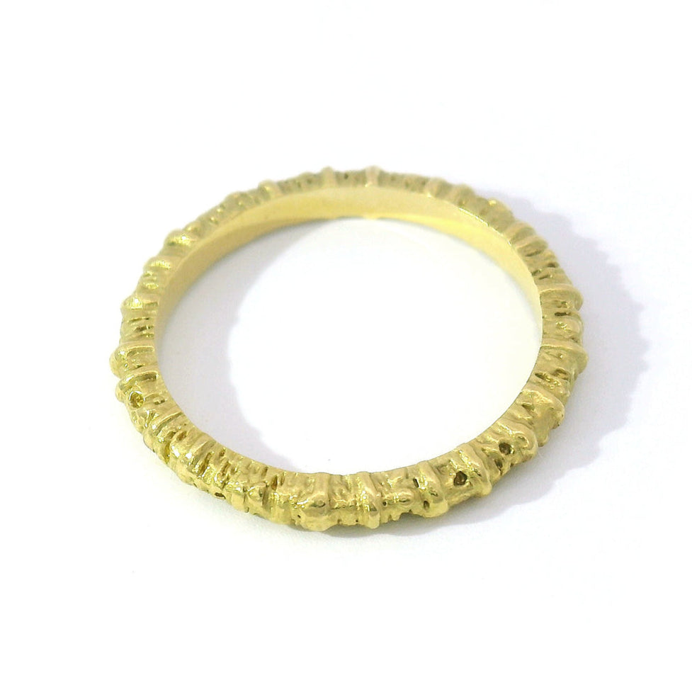 Yellow Gold Textured Band - "Aspen"