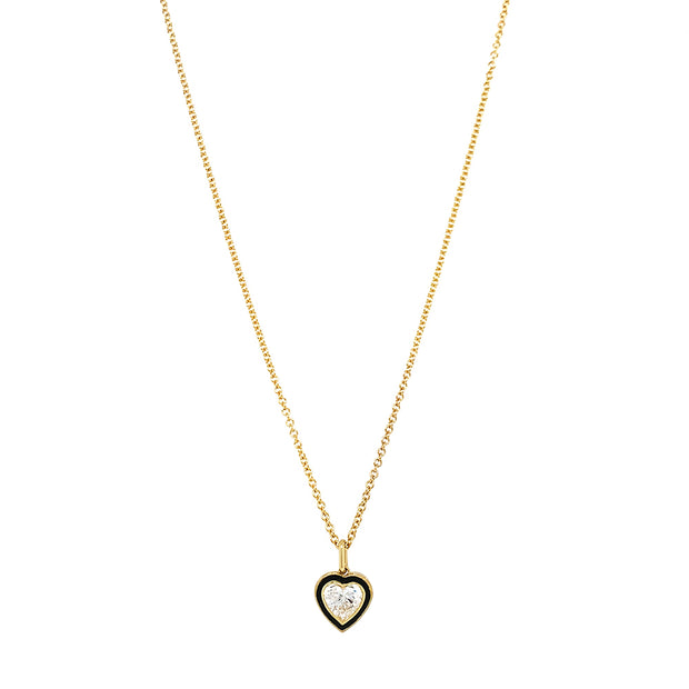 Blackened Cobalt Chrome & Lab Grown Diamond Necklace - "Paramount Heart"