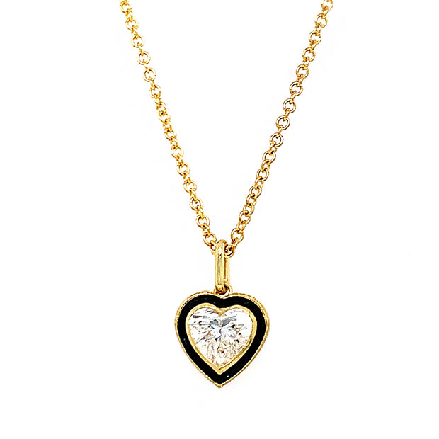 Blackened Cobalt Chrome & Lab Grown Diamond Necklace - "Paramount Heart"