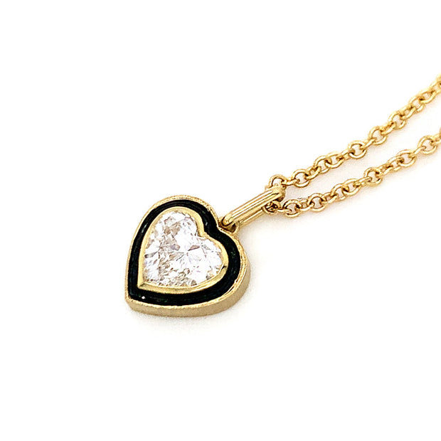 Blackened Cobalt Chrome & Lab Grown Diamond Necklace - "Paramount Heart"