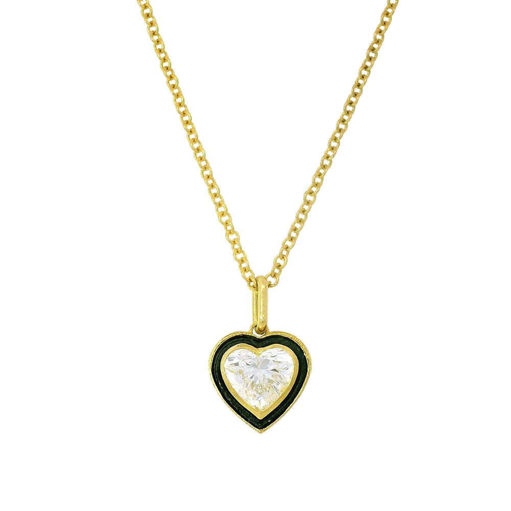 Blackened Cobalt Chrome & Lab Grown Diamond Necklace - "Paramount Heart"
