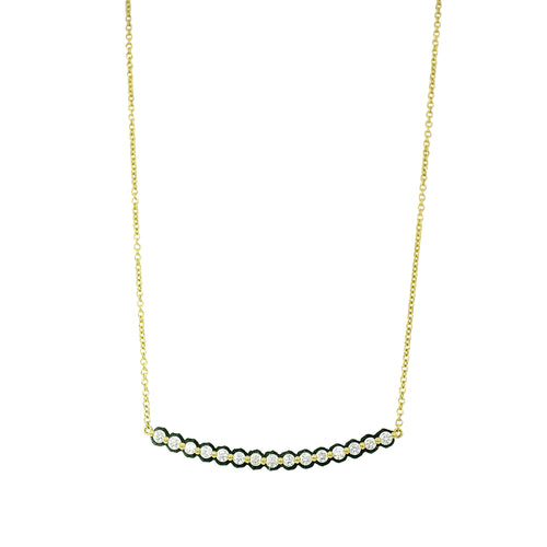 Diamond Line & Blackened Cobalt Chrome Necklace - "Scallop"