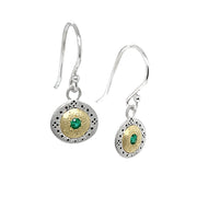 Silver & Gold Emerald Earrings - "Harmony in Green"