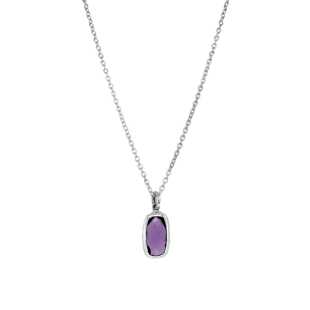 Sterling Silver & Elongated Amethyst Necklace