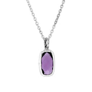 Sterling Silver Elongated Amethyst Necklace