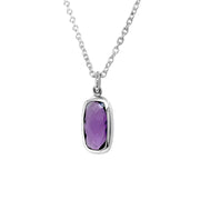 Sterling Silver Elongated Amethyst Necklace