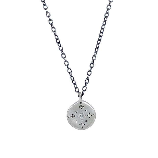 Diamond & Sterling Silver Necklace - "New Moon"