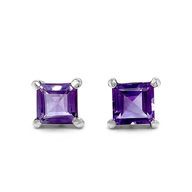 Sterling Silver Amethyst Studs- "Looking Glass"