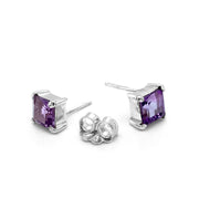 Sterling Silver Amethyst Studs- "Looking Glass"