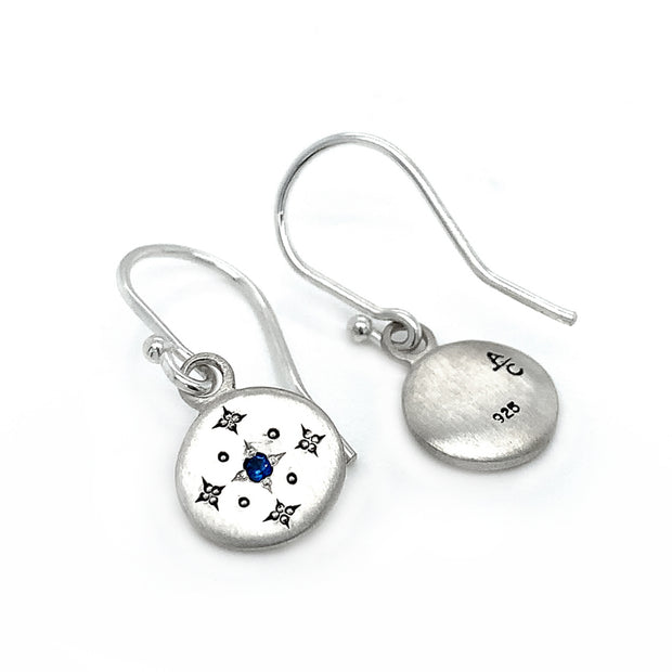 Sterling Silver and Sapphire Earrings - "New Moon"