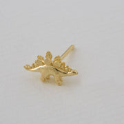 Yellow Gold Single Stud Earring - "Teeny Tiny Stegosaurus"