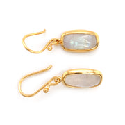 Gold Vermeil Rectangle Moonstone Drop Earrings