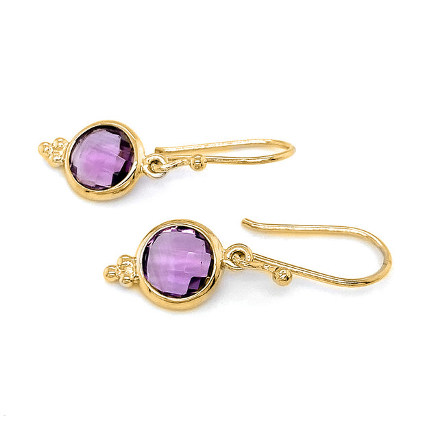 Gold Vermeil & Amethyst Drop Earrings - "Glittering Drop"