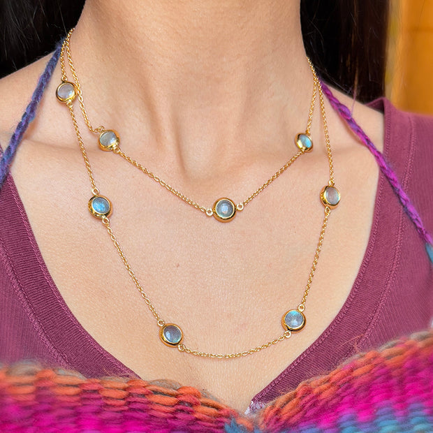 Gold Vermeil & Labradorite Station Necklace