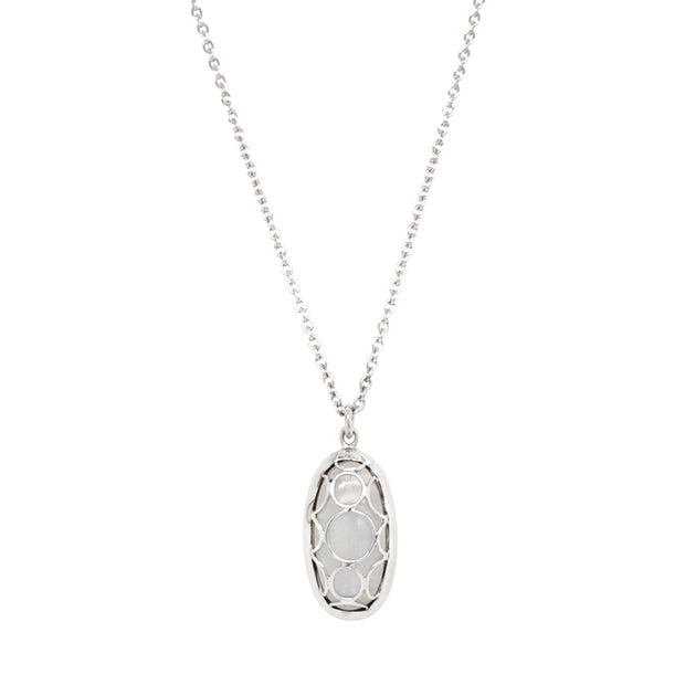 Sterling Silver & Oval Moonstone Necklace - "Snow Moon"