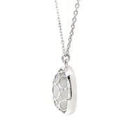 Sterling Silver & Oval Moonstone Necklace - "Snow Moon"