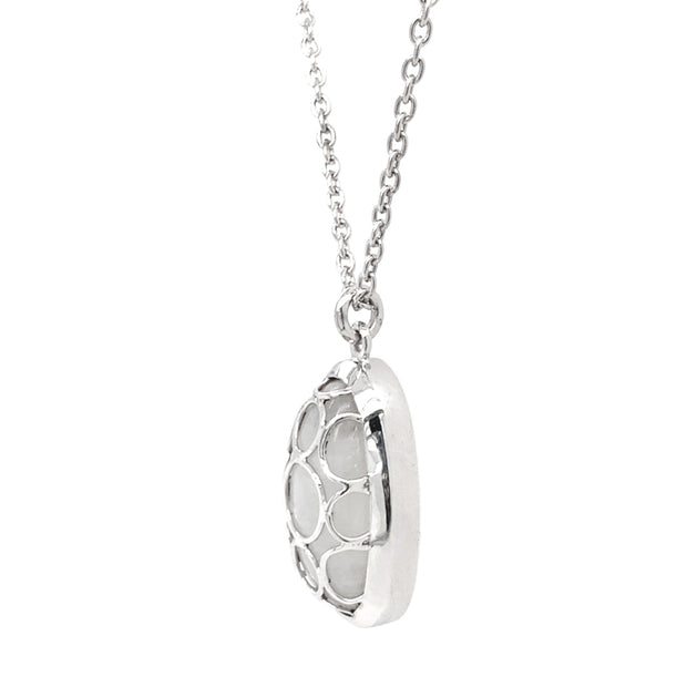 Sterling Silver & Oval Moonstone Necklace - "Snow Moon"