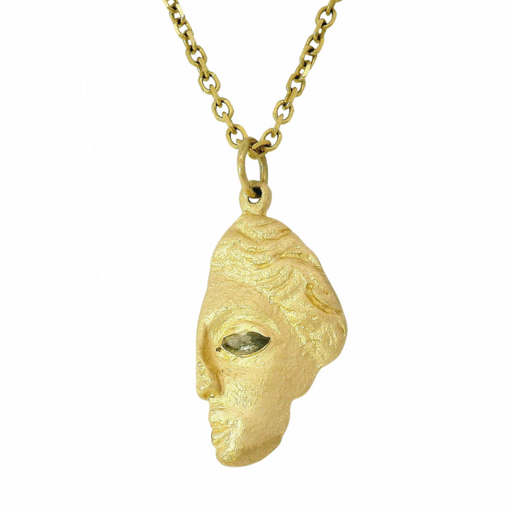 Salt & Pepper Marquise Diamond Pendant - "Goddess Face Fragment"