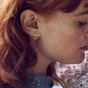 Yellow Gold Drop Earrings - "Floral Bloom"