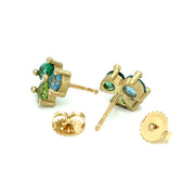 Aquamarine, Green Topaz, and Peridot Studs - "Clover"