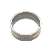 Titanium Flush Set Diamond Ring with 24K Yellow Gold Inlay