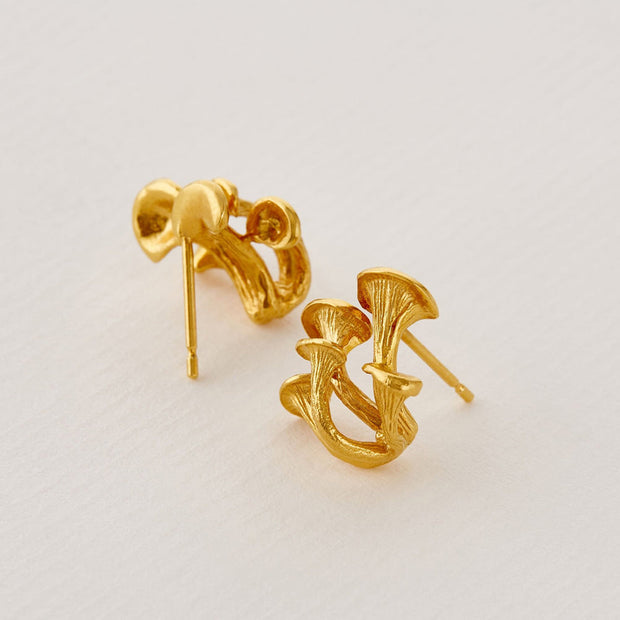 Gold Vermeil Stud Earrings - "Clustered Mushrooms"