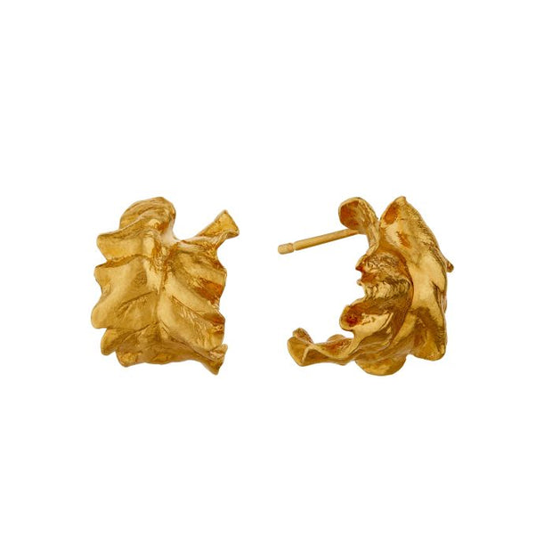 Gold Vermeil Hoop Earrings - "Leafy Chard"