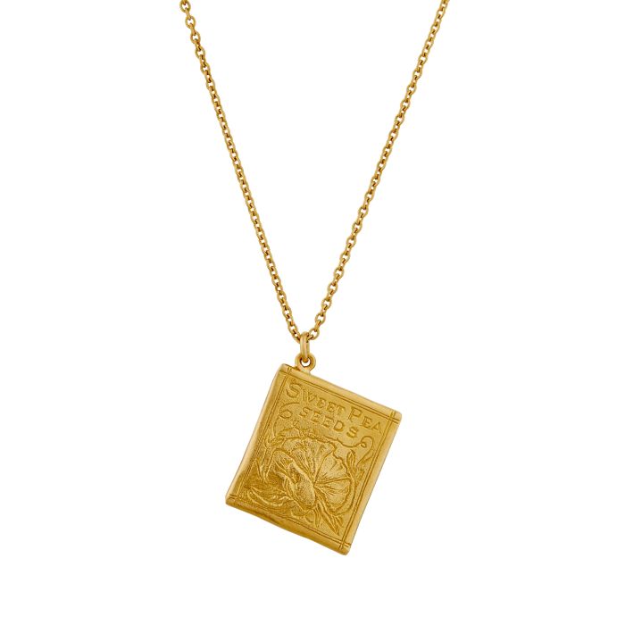 Gold Vermeil Necklace - "Sweetpea Seed Packet"