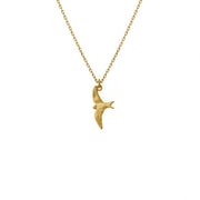 18K Yellow Gold Necklace - "Teeny Tiny Swallow"