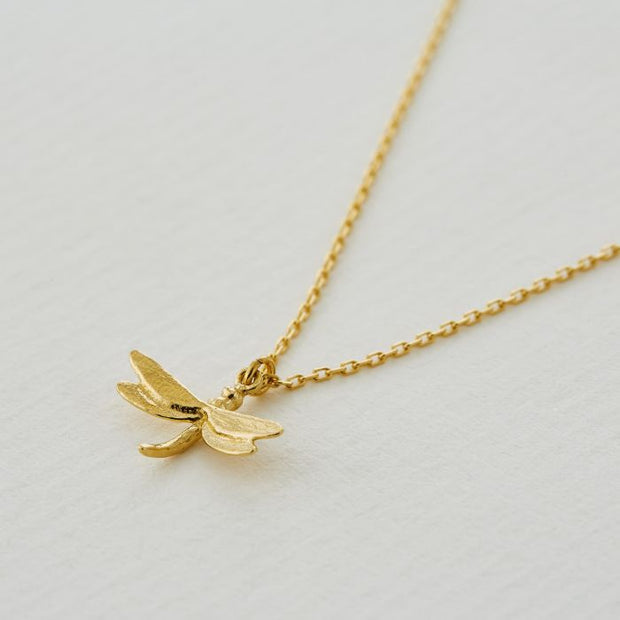 18K Yellow Gold Necklace - "Teeny Tiny Dragonfly"