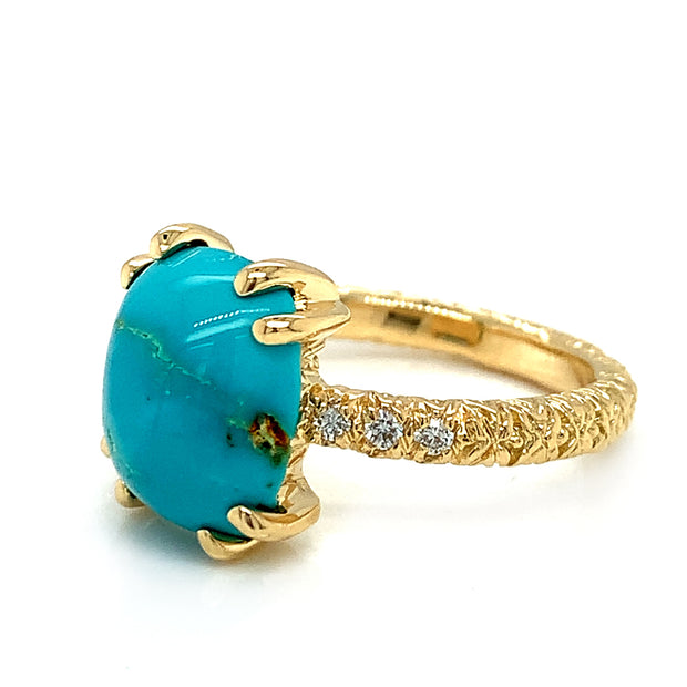 Carico Lake Turquoise & Diamond Ring - "Moonrise"