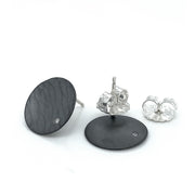 Blackened EcoSilver Diamond Studs - "Metolius New Moon"