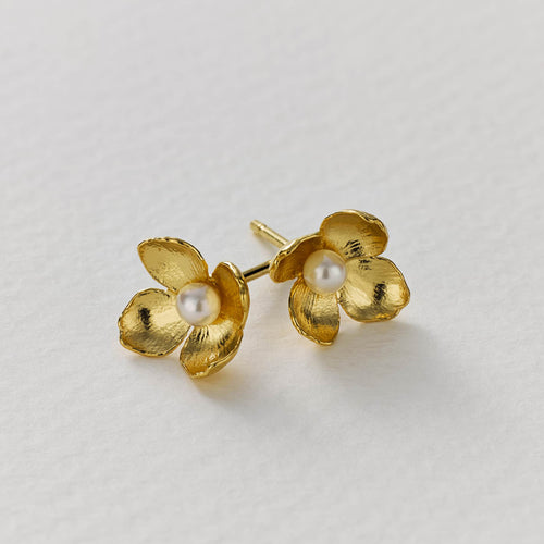 Gold Vermeil & Pearl Earrings - "Cuckoo Flower"