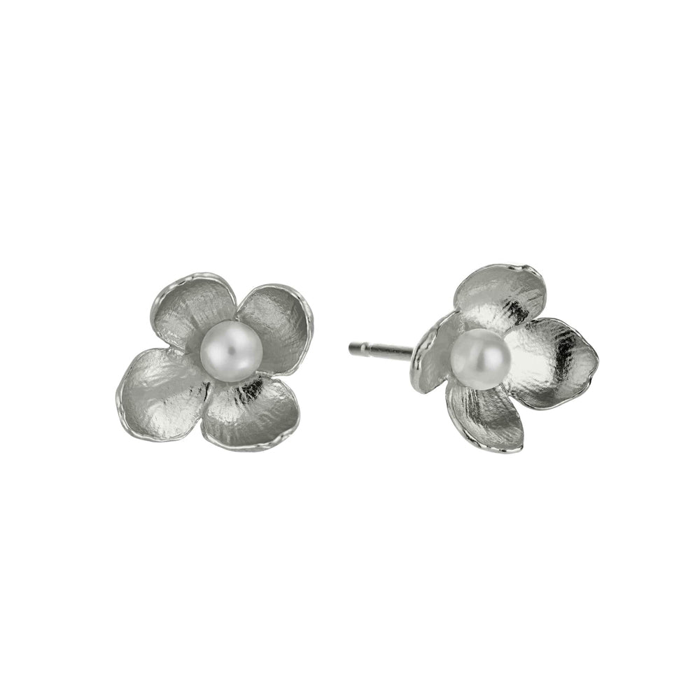 Sterling Silver & Pearl Earrings - "Cuckoo Flower"