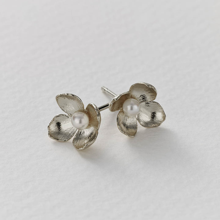 Sterling Silver & Pearl Earrings - "Cuckoo Flower"