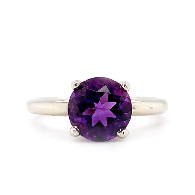 White Gold & Amethyst Ring - "Royal Promise"