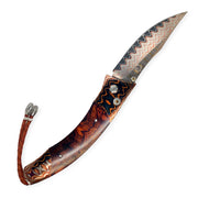 Damascus Steel & Desert Ironwood Knife- "Saw Tooth"