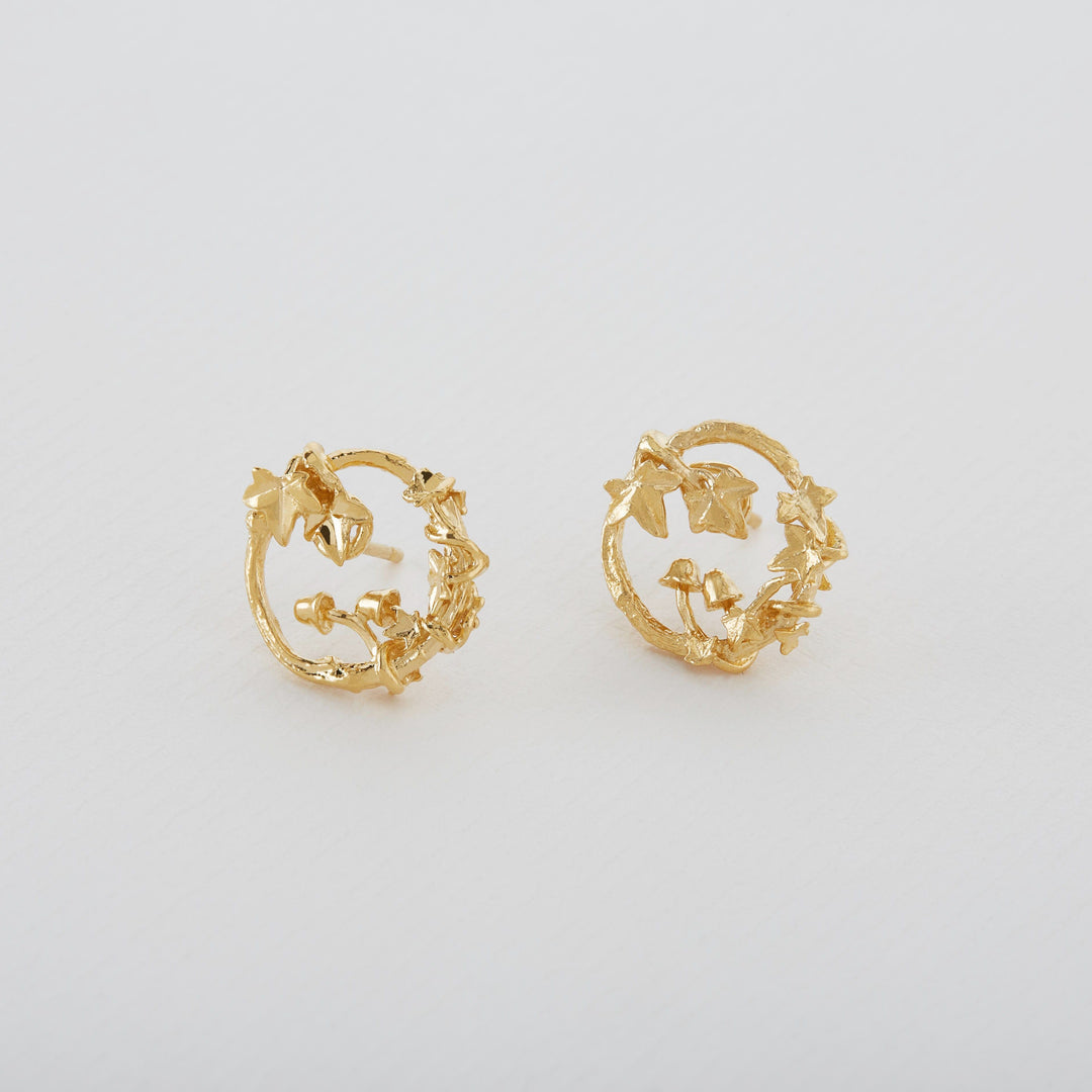 Gold Vermeil Stud Earrings - "Woodland Loop"
