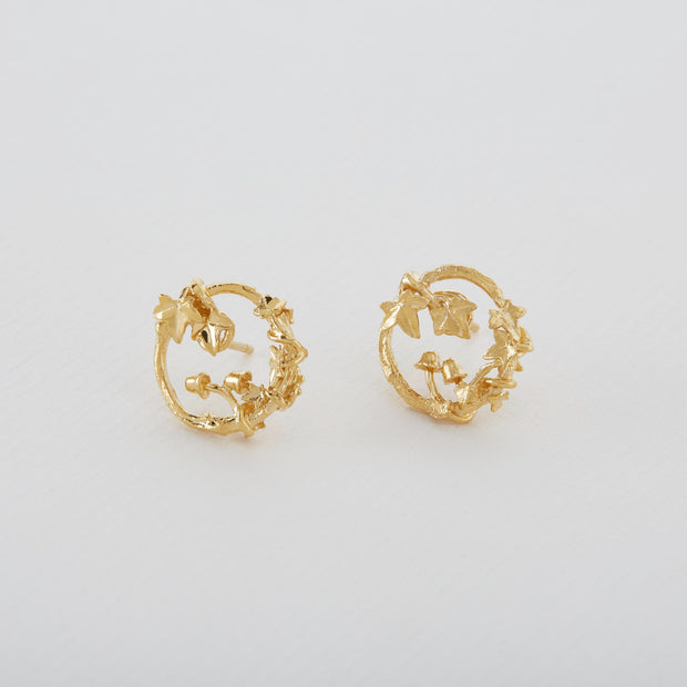 Gold Vermeil Stud Earrings - "Woodland Loop"