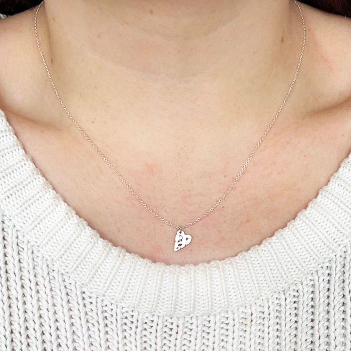 Diamond & Sterling Silver Necklace - "Small Shadow Heart"