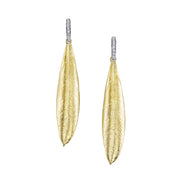 Yellow Gold and Diamond Earrings - "Athena Olive Leaves"