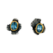 Talentum Blue Topaz Stud Earrings - "Perfect Imperfection"