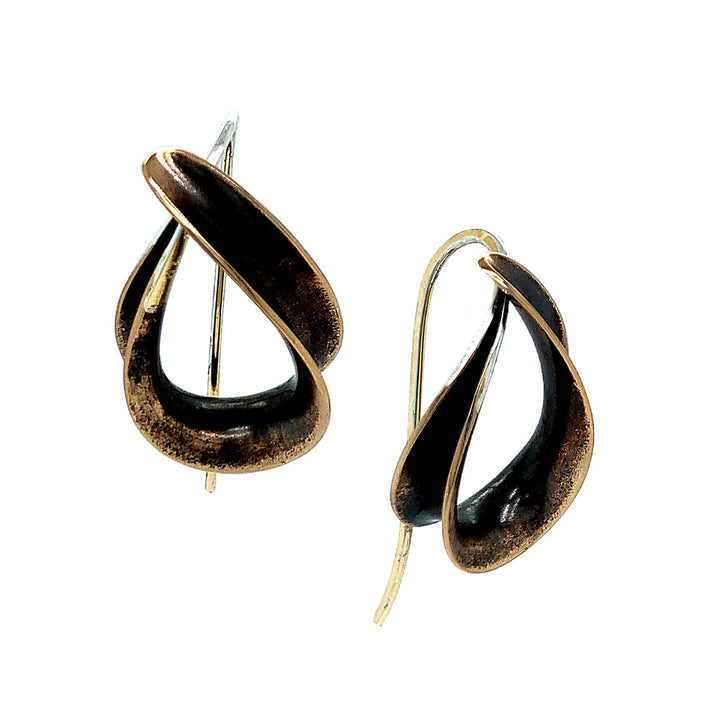 Sculptural Bronze Earrings - "Small Flame"