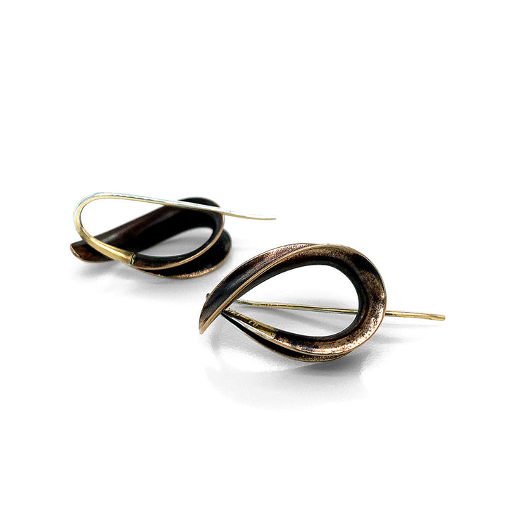 Sculptural Bronze Earrings - "Small Flame"
